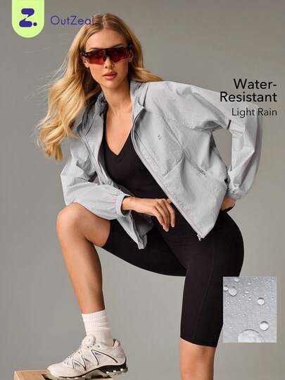 OutZeal Women Outdoor Jackets Hiking Camping Water-Resistant Lightweight Hood Zip Up Outdoor Tops