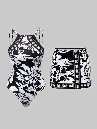 Swim Oasis 26SS Spring/Summer Resort Beach High-End Elegant BOHO Multicolor One-Piece Swimsuit With Skirt 2026 New Women's Swimwear ArrivalFor School,Suitable For Holiday, Date, Afternoon Tea, Western, Cruise, Beach, Island, Road Trip, All Seasons, Music Festival, Boho Vacation,Bohemian Vacation, Chill Autumn ,Western Boho ,Elegant Tops For Women
