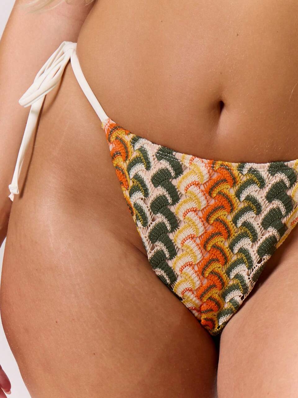 Plus Szydełkowy dzianinowy styl Wiązany z boku Bikini Dół Tylko Wakacje Wakacje Słodkie Wakacje Romantyczne Słodkie Lato Seksowne Plażowe Krągłości