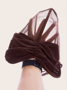 SHEIN ICON Ruched Bandana Hem Mesh Tube Black Corset Top,Summer Top - Mocha Brown - View 5