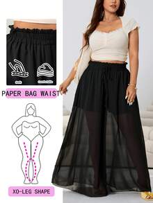 Solflare Quần ống rộng dáng suông bằng vải chiffon, kiểu dáng mới mùa Xuân/Hè, phù hợp cho mặc hàng ngày, dự tiệc, lễ hội âm nhạc, đi làm, đám cưới, tựu trường, lễ tốt nghiệp, kỳ nghỉ, thời trang đường phố, mặc ở nhà, mua sắm, dạo phố, nhiều dịp khác nhau, có thể mặc ngoài hoặc mặc nhiều lớp, eo chun, cỡ lớn, chất liệu chiffon mềm mại và thoải mái, màu đen, cỡ lớn. - màu đen - Xem 7