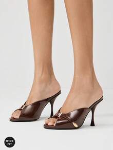 SHUZIA 宽楦女士性感细高跟套脚凉鞋 - 咖啡棕 - 查看 2