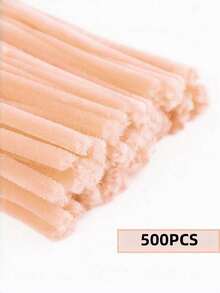 100/200/300/500 支装浅色清新马卡龙色毛根工艺品，多色雪尼尔绒条，高密度雪尼尔绒条，柔软扭扭棒，适用于艺术和手工项目，创意DIY装饰 - 淺杏色 - 查看 13