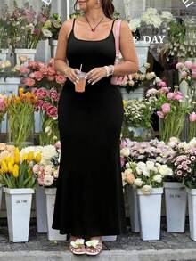 GalTyme Plus Solid Cami Dress - Black - View 7