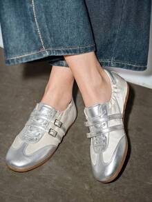 2026 New Summer Mary Jane Soft Bottom Lightweight Breathable Ballet Flats, Patchwork Sports Casual Shoes - Silver - View 2