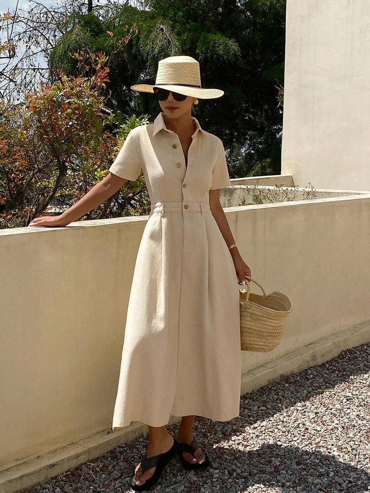 Women's Solid Color Casual Minimalist Everyday Denim Dress