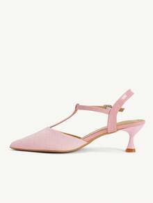 CUCCOO CHICEST Women ShoesT Sub-Belt Design Sense Single Shoes Cherry Blossom Powder Woven Pattern Pointed Kitten Heel Empty Single Shoes - Pink - View 5