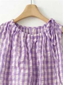 Linhara Hàng mới về mùa xuân/hè, áo hai dây và áo tank top in họa tiết phong cách thường ngày thoải mái dành cho nữ, thích hợp đi nghỉ mát. - Màu tím - Xem 4