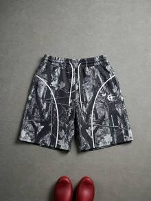 PAVTROS Quần short nam mùa hè kiểu dáng thường ngày, in họa tiết cành cây, cạp chun. - Nhiều màu - Xem 1