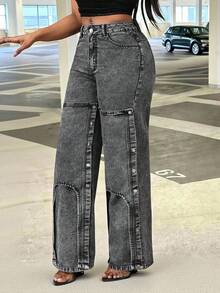 Slaydiva 女士休闲直筒牛仔裤 - 藍色 - 查看 3