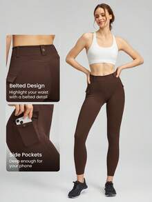 GLOWMODE Quần legging có thắt lưng FeatherFit™ 26" Tác động thấp hàng ngày Thông thường vào mùa hè - Cảm hứng quế - Xem 3