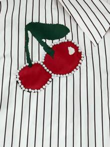 Resyla Plus Size Striped Rhinestone Embellished Shirt, Spring/Summer Clothing - Multicolor - View 4