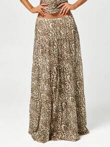 SHEIN ICON Chân váy xếp ly họa tiết da báo, thích hợp cho nữ mùa hè đi chơi, nghỉ lễ, đi biển, dự tiệc. - Nhiều màu - Xem 6