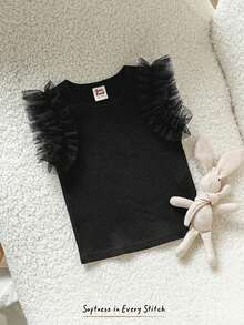 Cozy Pixies Baby Girl Solid Color Knit Soft Round Neck Short Sleeve Pullover Top, Versatile & Comfortable - Green - View 7
