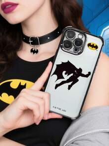 BATMAN X SHEIN 1pc DC Batman Silhouette Graphic Minimalist Clear Case | Four-Corner Drop-Proof & Anti-Slip Grip | Slim Durable Classic Mixed Style | Compatible With IPhone 17/17 Pro/17 Air/17 Pro Max, 16/16 Plus/16 Pro/16 Pro Max, 15-11/X/XS Max & Galaxy S25/S25 ULTRA/S24-S22 Series - Black - View 2