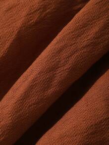 FRIFUL 女士撞色蕾丝灯笼袖宽松长连衣裙，适合度假 - 橘色 - 查看 3