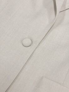 Franclia 女士纯色缺角领口袋办公通勤西装外套 - 杏色 - 查看 5