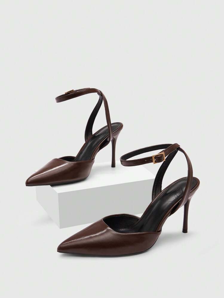 CUCCOO BIZCHIC Women Shoes Women's High-Heeled Shoes Spring And Summer New Pointed Tip Thin Heel Buckle Design Sexy And Thin Wedding Shoes Banquet Shoes Versatile Low Vamp Shoes Women's Solid Color Skirt Dating Must