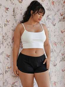 CovetEZ 夏季大码黑色蕾丝蝴蝶结短裤 - 黑色 - 查看 6