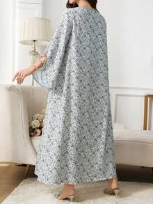 Al Najma Plus Size Women V-Neck All-Over Print Casual Party Dress - Multicolor - View 2
