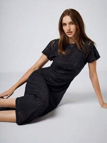 Maija Elegant Lace Waist Cinched Long Sleeve Dress For Women Black Lace Dress Zanea Dress For Woman Ladies Dresses São João Women's Clothing Mother's Day Lace Dress For Women Elegant Lace Dress Country Concert Outfit Evening Outfits Winter Outfits - Black - View 4