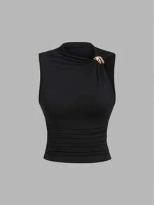 Sweetra Blusa ajustada con fruncidos para mujer, adecuada para el verano - Multicolor - Ver 6