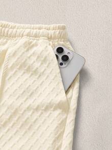 Mercer Haus Men's Casual Commuting Homewear Solid Color Versatile Sports Breathable Diamond Pattern Set - White - View 7