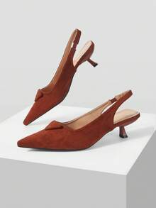 Mnmlis Giày sandal cao gót quai hậu cho nữ - màu nâu - Xem 6