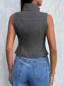 Muchica 灰色无袖女式薄外套 - 灰色 - 查看 3