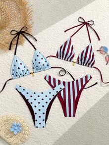Swim Vcay 2026新款春夏女士四件套泳衣，随机印花，沙滩度假优雅休闲泳装 - 彩色 - 查看 1
