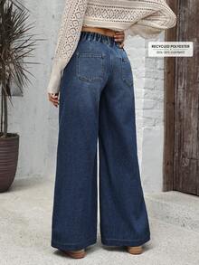 EMERY ROSE Plus Size Straight Loose Fashion Versatile Jeans Wide Leg Jeans Woman Jeans High Waist Flared Jean Loose Jeans Flare Jeans Women - Blue - View 2