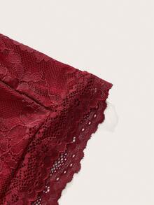 SHEIN ICON Đầm ngủ ren thủ công họa tiết hoa 3D dành cho nữ - Màu Đỏ Sâu - Xem 4