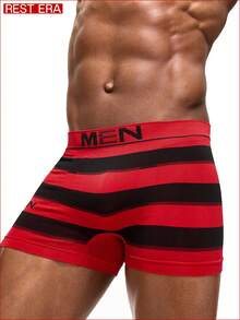 Quần boxer nam kẻ sọc chữ, cạp chun, kiểu dáng thường ngày. - Nhiều màu - Xem 5