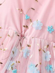 SHEIN Tween Girl Embroidered Slip Dress, Suitable For Vacation, Birthday Party - Multicolor - View 5