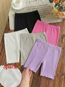 SHEIN LMoss Kids 5件套女童纯色针织打底裤套装 - 彩色 - 查看 2