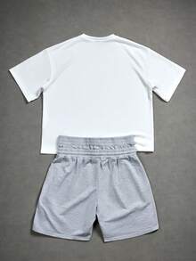 PAVTROS Bộ đồ nam tối giản in họa tiết, cổ tròn, tay ngắn gồm áo thun và quần short. - Nhiều màu - Xem 2
