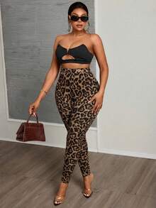 Slaydiva Quần legging cạp cao họa tiết da báo thời trang dành cho người có thân hình đầy đặn. - Nhiều màu - Xem 3