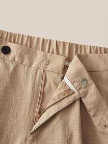 Bộ áo polo tay ngắn và quần màu kaki trơn dành cho nam, trang phục mùa hè màu kem dành cho nam giới theo phong cách cổ điển. - trắng - Xem 7