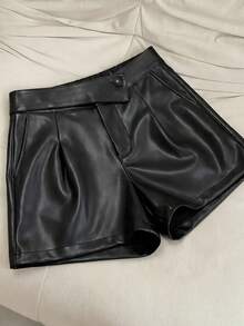 GlowEve CURVE Shorts ajustés de mode de navettage pour femmes grandes tailles, , patchwork, couleur unie - Noir - Voir 8