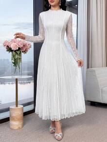 Feyla Váy dài ren trắng thanh lịch dành cho nữ, Váy tốt nghiệp, Váy tốt nghiệp dành cho nữ, Váy sinh nhật dành cho nữ - trắng - Xem 2