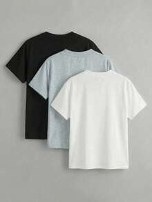 男童休闲纯色短袖Polo衫，夏季 - 黑與白 - 查看 2