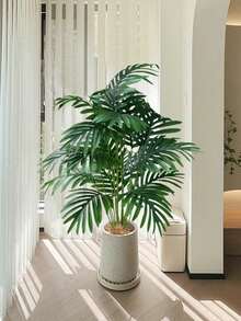Planta artificial grande de palmera de 70 cm a 80 cm, hojas de bambú falsas con textura de caparazón de tortuga, verde, para interior, planta falsa sin mantenimiento para decoración de sala de estar, oficina en casa, planta de piso decorativa, árbol tropical, regalo para mujeres y hombres, decoración comercial, planta de acento - Verde - Ver 7