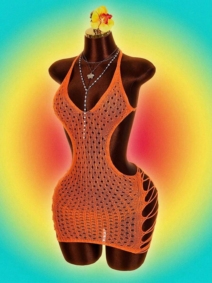 Amplova 镂空露背针织连衣裙