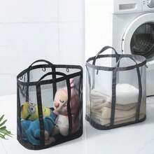 1Pc Large Capacity Collapsible Laundry Basket, Portable Space-Saving Multi-Function Mesh Laundry Hamper For Bathroom Bedroom Clothes Storage - Multicolor - View 9