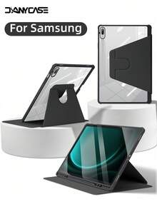 Ốp bảo vệ siêu mỏng xoay được DANYCASE tương thích với Apple Galaxy Tab S9 FE+ S9+ 12.4", S9 S9FE A8 S7+ S8+ S7FE S7 S8 S6lite, có khe cắm bút, chống sốc, mặt lưng trong suốt. - màu đen - Xem 2