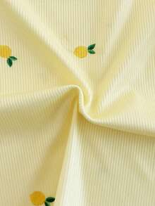 SHEIN Tween Girl Lemon Print Round Neck Tank Top, Minimalist & Chic - Yellow - View 6