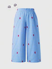 SHEIN 春夏新款高腰豹纹休闲裤，时尚百搭 - 藍白色 - 查看 2