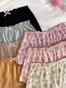 7-Pack Plus Size Ribbed Ditsy Floral Ruffle Hem Boyshort Panties - Multicolor - View 3