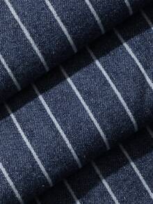 Livesso Bộ đồ denim thường ngày dành cho nữ, gồm áo và quần kẻ sọc, kiểu dáng đơn giản. - Rửa trung bình - Xem 7