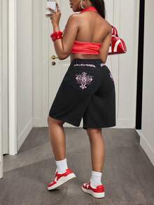 Slaydiva Quần short denim thường ngày dành cho nữ - màu đen - Xem 7